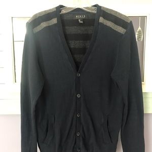 Men’s large navy and grey striped grey cardigan